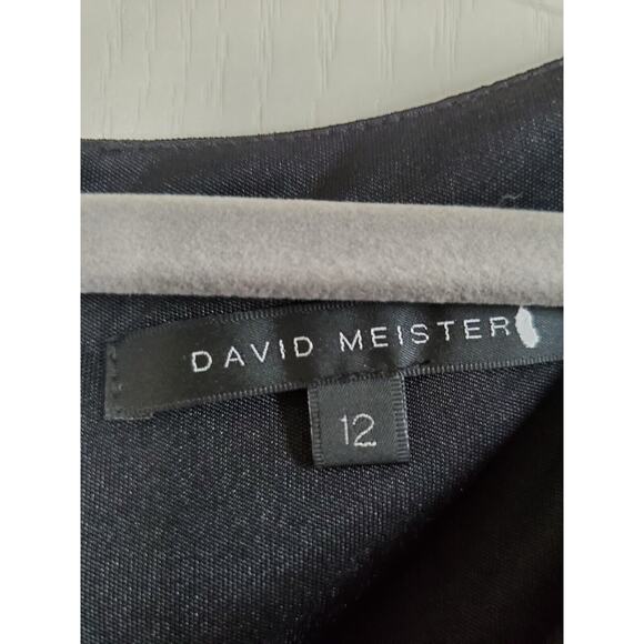 David Meister V-Neck Flattering Gathered Classic Black Cocktail Dress Size 12 - Picture 2 of 12